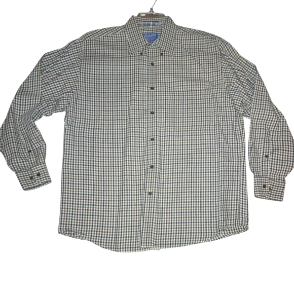 Pendleton Canterbury Cloth Brown Plaid Cotton/Wool Blend Flannel Shirt Size L - Picture 1 of 7